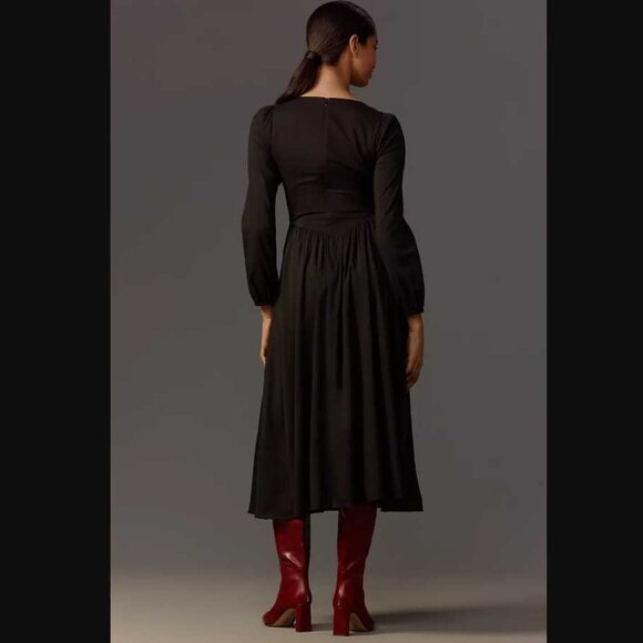 New 0 Reformation (from Anthropologie) Oria Midi Dress in black *Runs small - Picture 2 of 10
